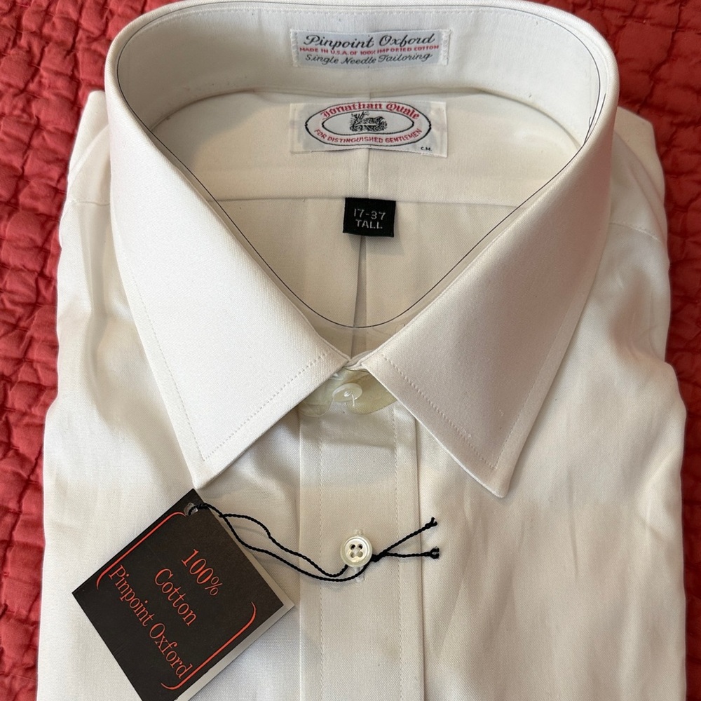 NWT Vintage 100% Cotton Pinpoint Oxford Dress Shirt, size 17/37 Tall